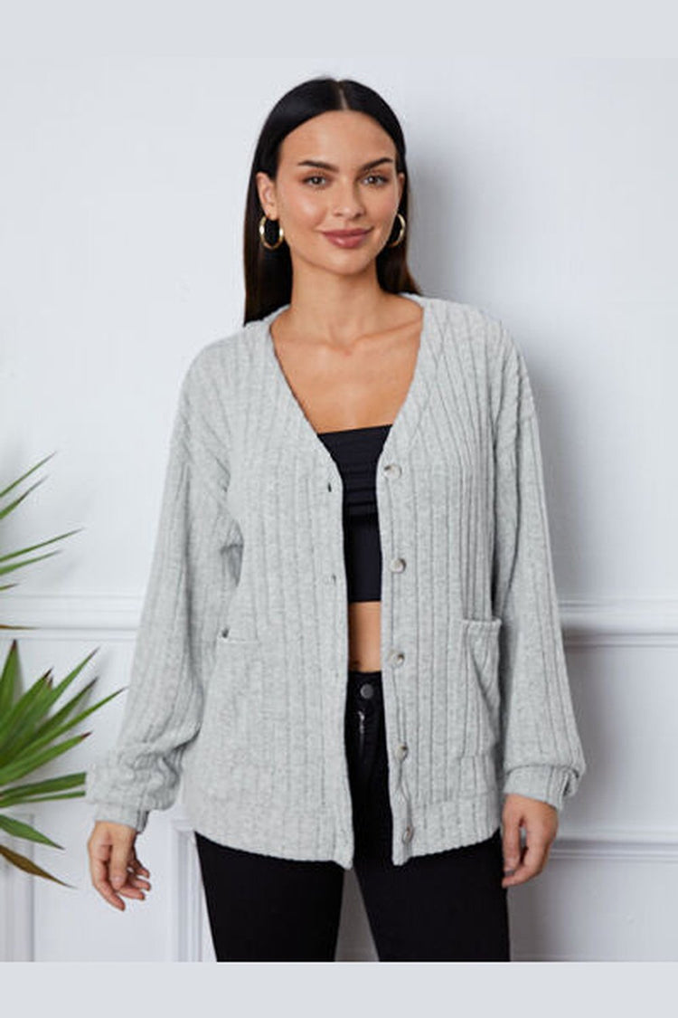 Button Up Long Sleeve Cover Up - Cardigans - FITGGINS