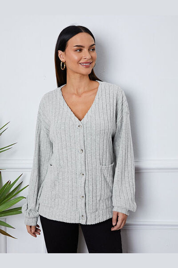 Button Up Long Sleeve Cover Up - Cardigans - FITGGINS