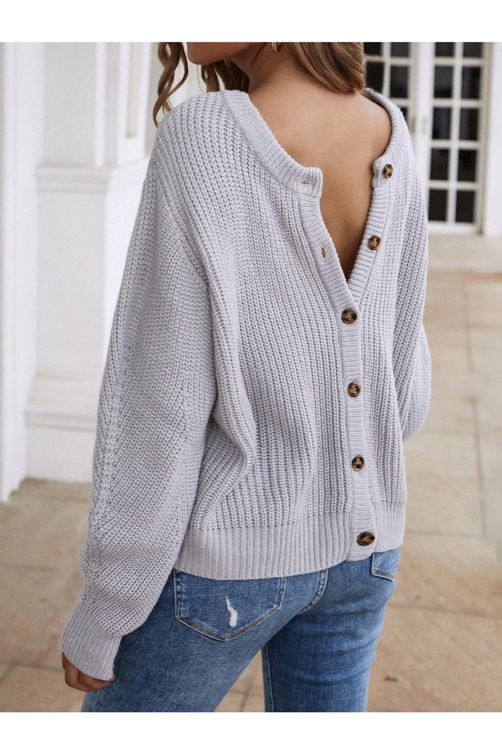 Button Down Rib-Knit Reversible Sweater - Cardigans - FITGGINS