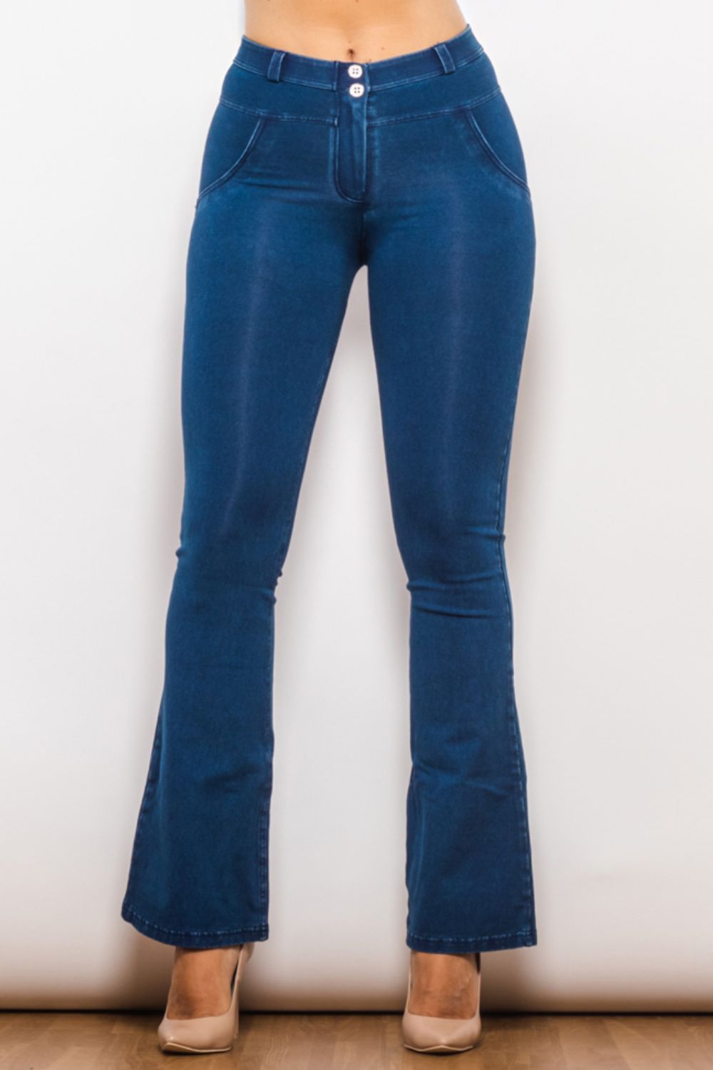Buttoned Flare Long Jeans - Jeans - FITGGINS