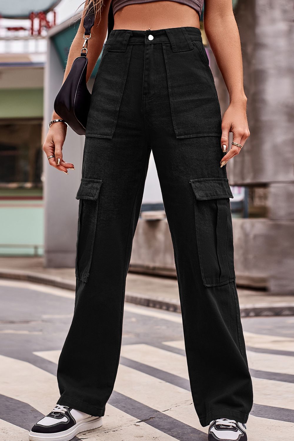 Buttoned High Waist Loose Fit Jeans - Jeans - FITGGINS