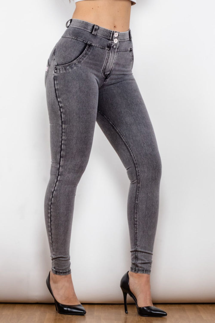 Buttoned Skinny Long Jeans - Jeans - FITGGINS