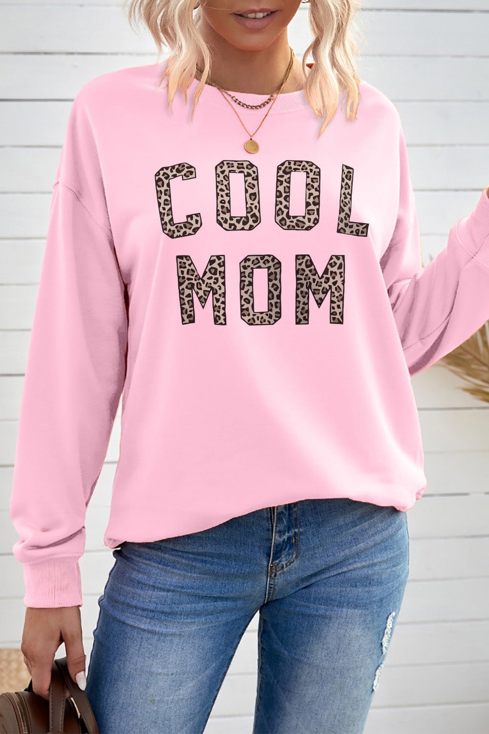 COOL MOM Graphic Drop Shoulder Sweatshirt - Sweatshirts & Hoodies - FITGGINS