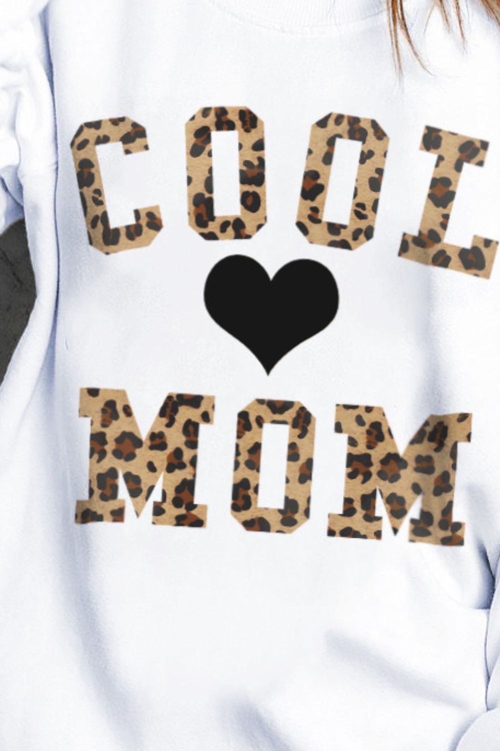 COOL MOM Heart Graphic Round Neck Sweatshirt - Sweatshirts & Hoodies - FITGGINS