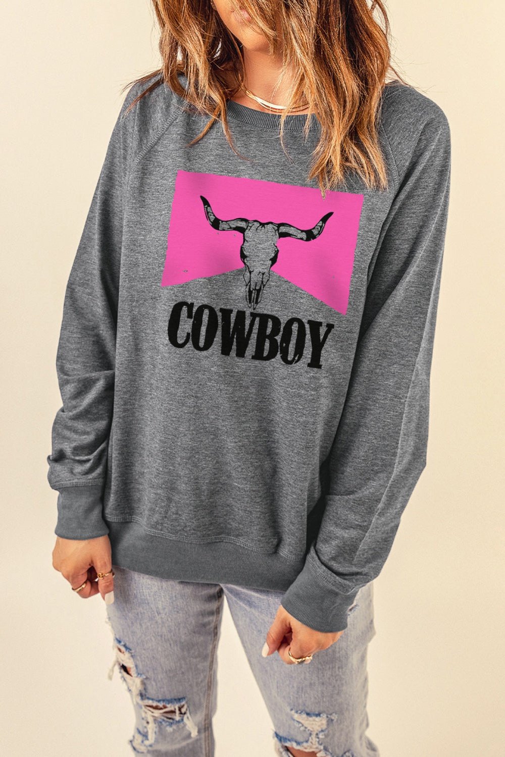 COWBOY Bull Graphic Sweatshirt - Sweatshirts & Hoodies - FITGGINS