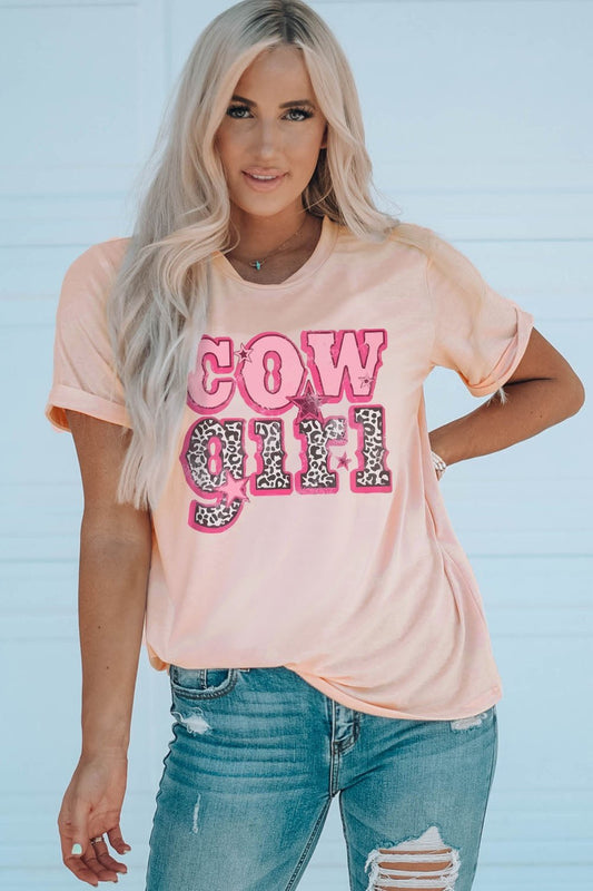 COWGIRL Graphic Cuffed Tee - T-Shirts - FITGGINS