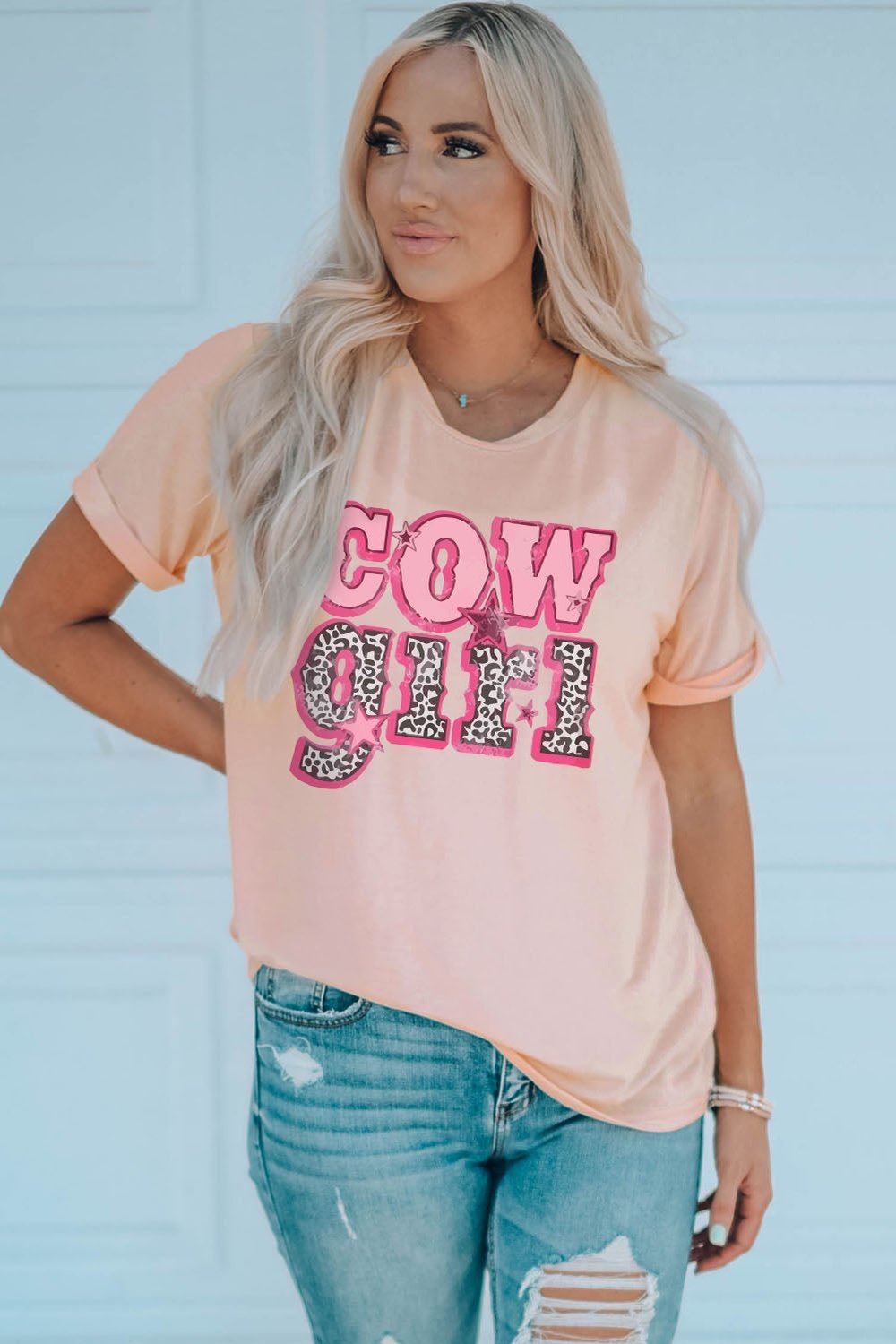 COWGIRL Graphic Cuffed Tee - T-Shirts - FITGGINS