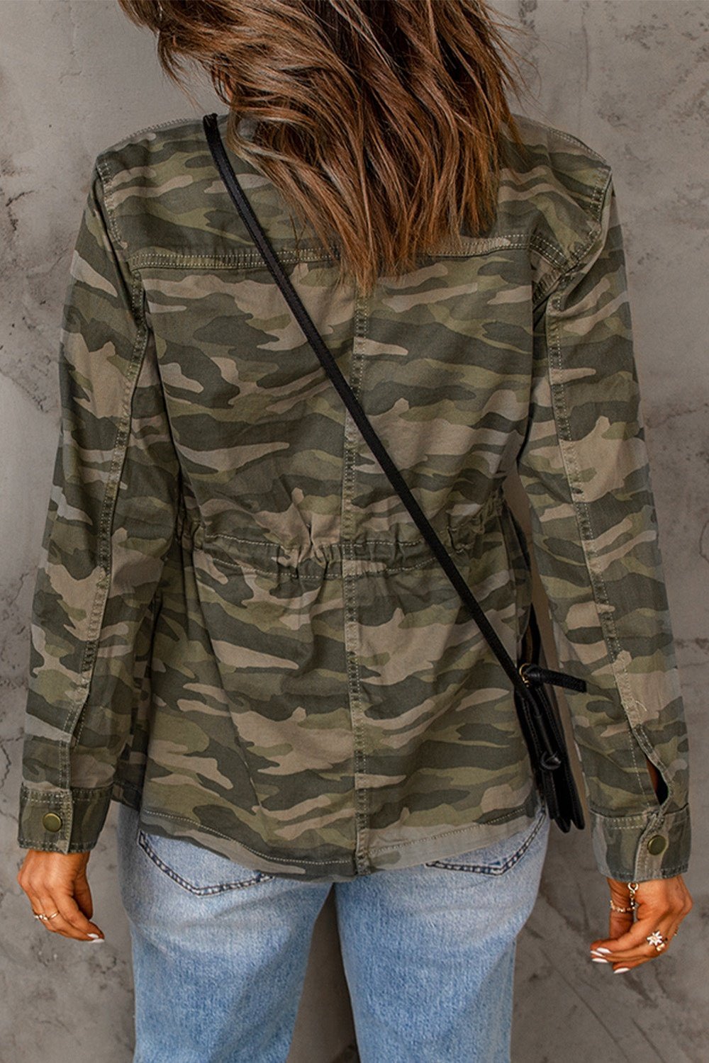 Camouflage Snap Down Jacket - Jackets - FITGGINS