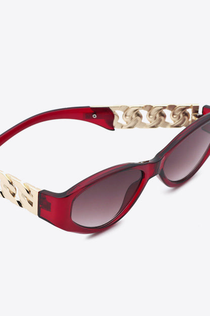 Chain Detail Temple Cat Eye Sunglasses - Sunglasses - FITGGINS