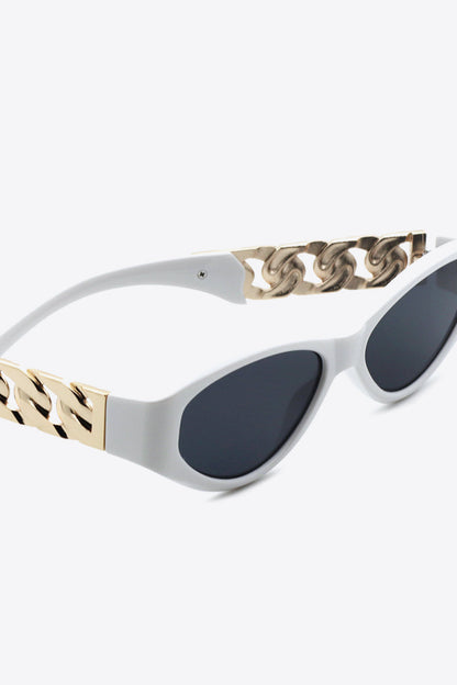 Chain Detail Temple Cat Eye Sunglasses - Sunglasses - FITGGINS