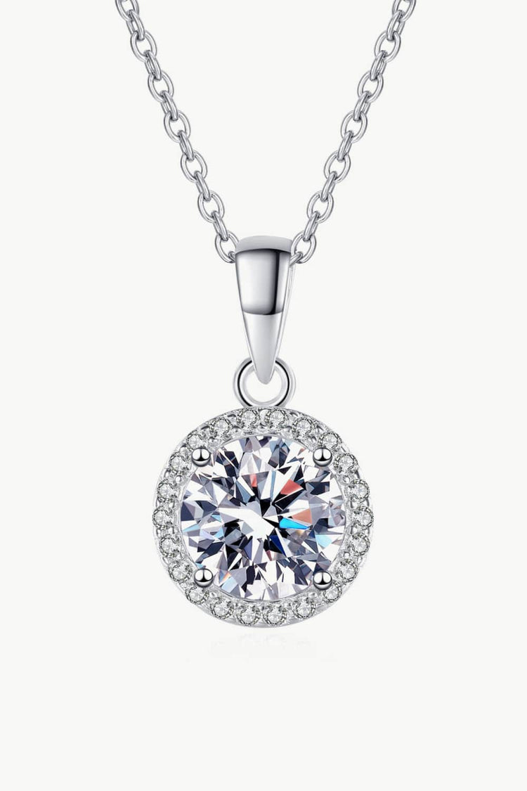 Chance to Charm 1 Carat Moissanite Round Pendant Chain Necklace - Necklaces - FITGGINS