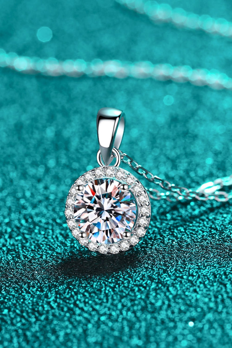 Chance to Charm 1 Carat Moissanite Round Pendant Chain Necklace - Necklaces - FITGGINS