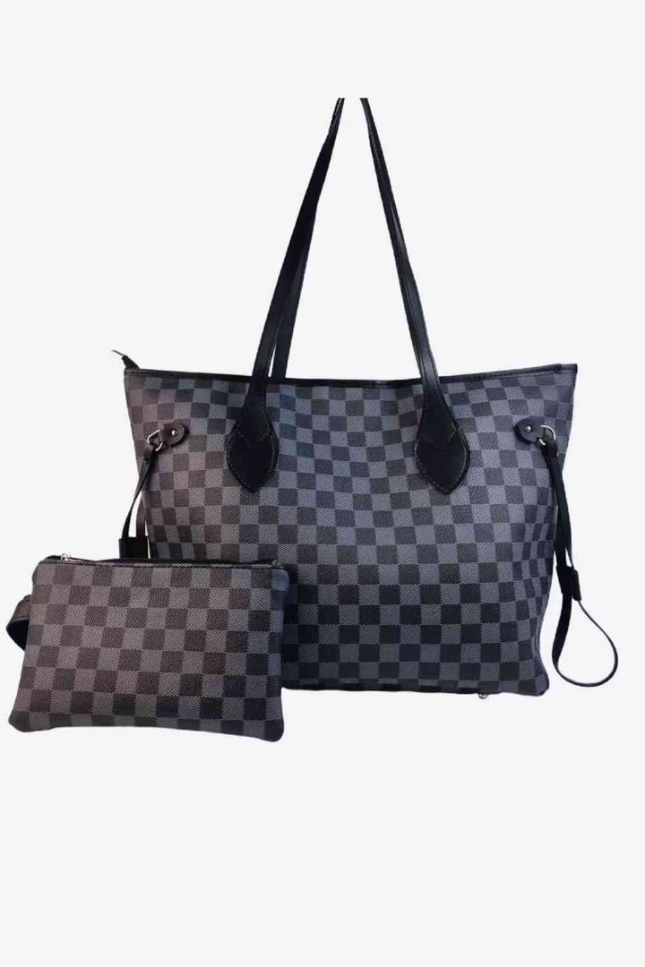 Checkered PVC Two-Piece Bag Set - Handbag - FITGGINS