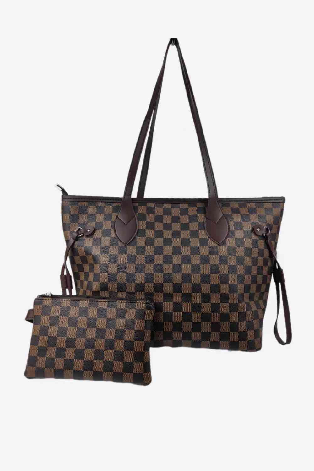 Checkered PVC Two-Piece Bag Set - Handbag - FITGGINS