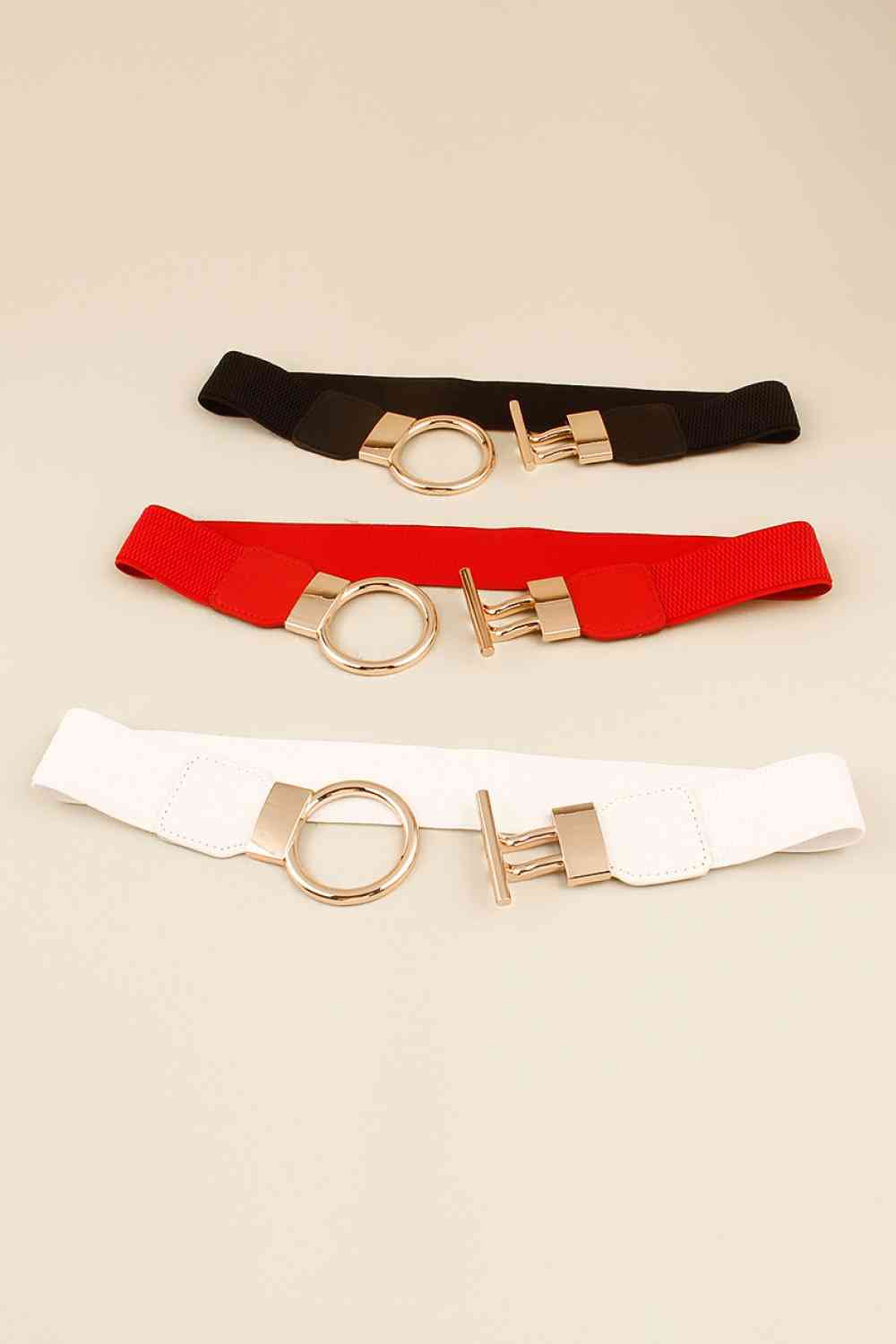 Circle Shape Buckle Zinc Alloy Buckle PU Leather Belt - Belt - FITGGINS