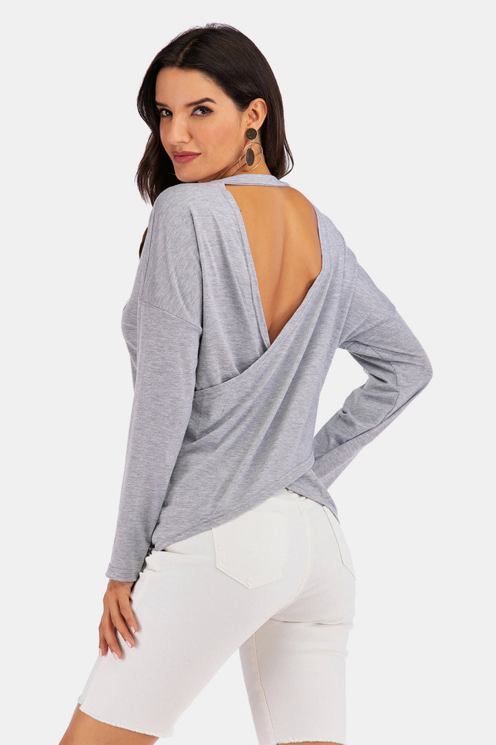Cold-Shoulder Asymmetrical Neck Sweatshirt - Sweatshirts & Hoodies - FITGGINS