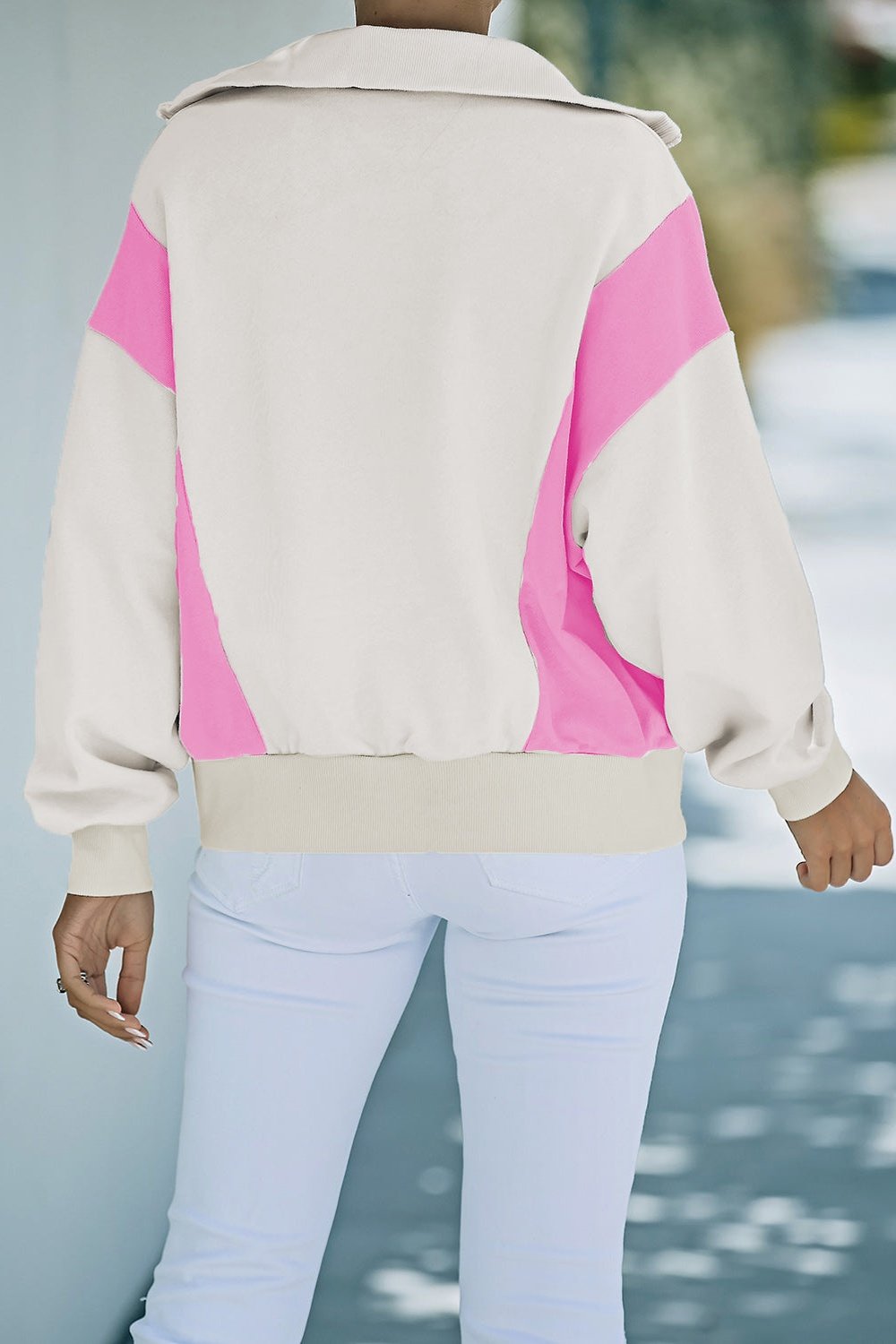 Color Block Quarter-Zip Sweatshirt - Sweatshirts & Hoodies - FITGGINS