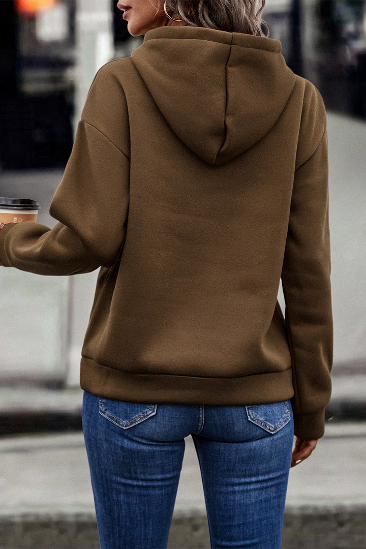 Contrast Fringe Detail Dropped Shoulder Hoodie - Sweatshirts & Hoodies - FITGGINS