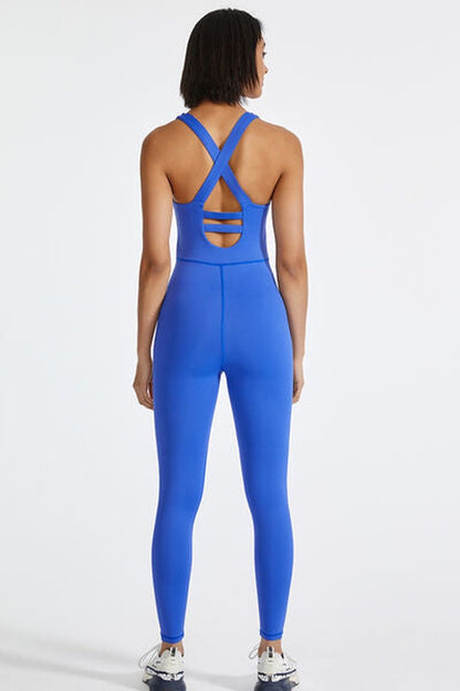 Crisscross Back Wide Strap Active Jumpsuit - Active Set - FITGGINS