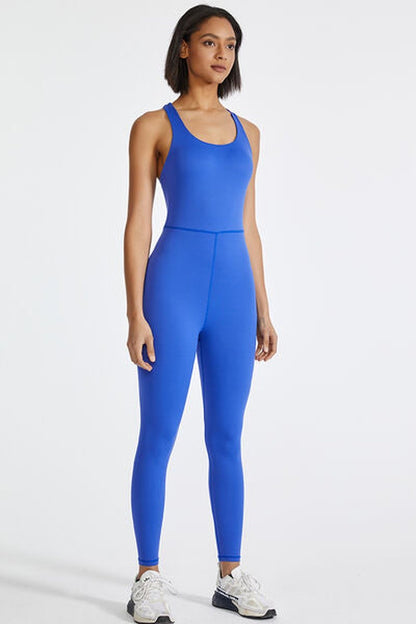 Crisscross Back Wide Strap Active Jumpsuit - Active Set - FITGGINS