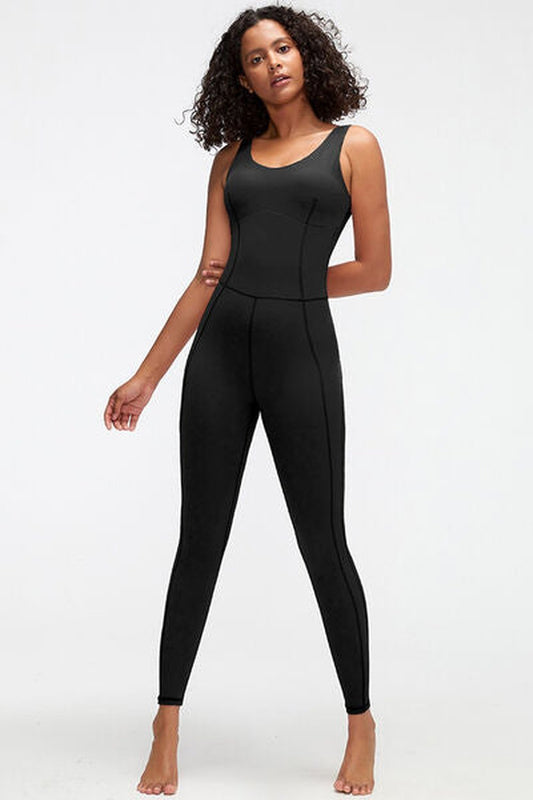 Crisscross Wide Strap Active Jumpsuit - Active Set - FITGGINS