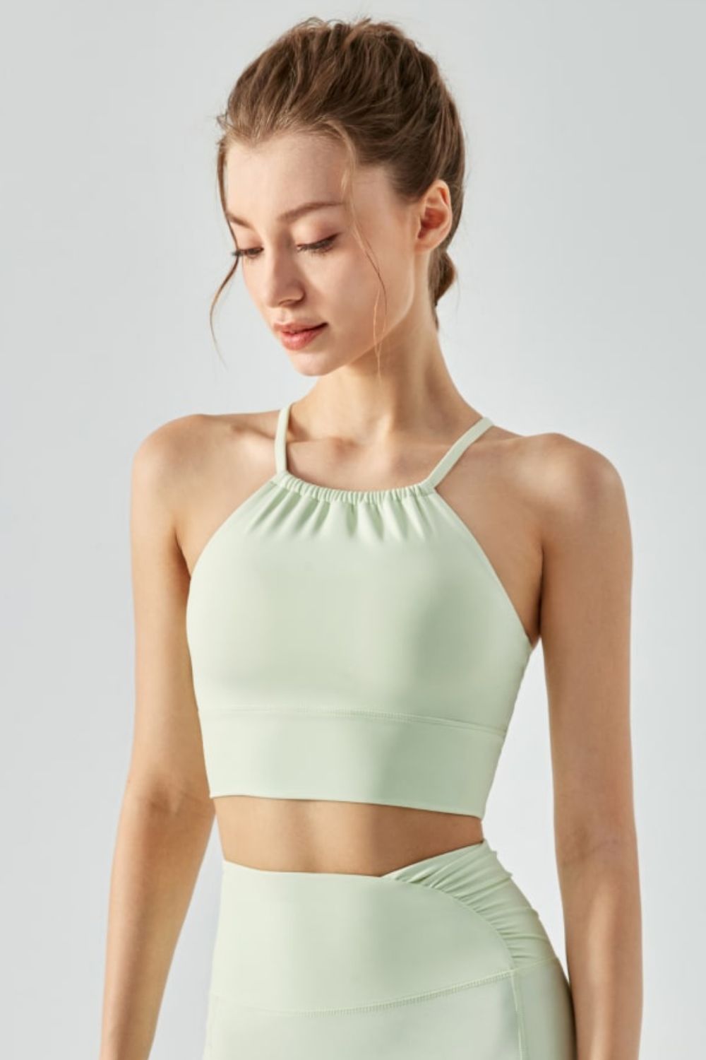 Crisscross Gathered Detail Cropped Sports Cami - Crop Tops & Tank Tops - FITGGINS