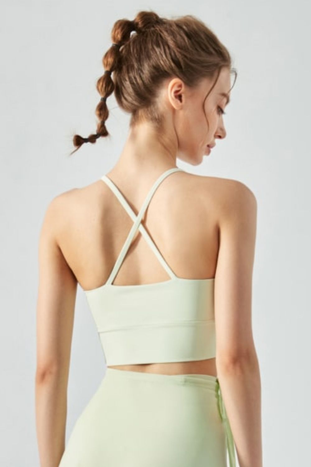 Crisscross Gathered Detail Cropped Sports Cami - Crop Tops & Tank Tops - FITGGINS