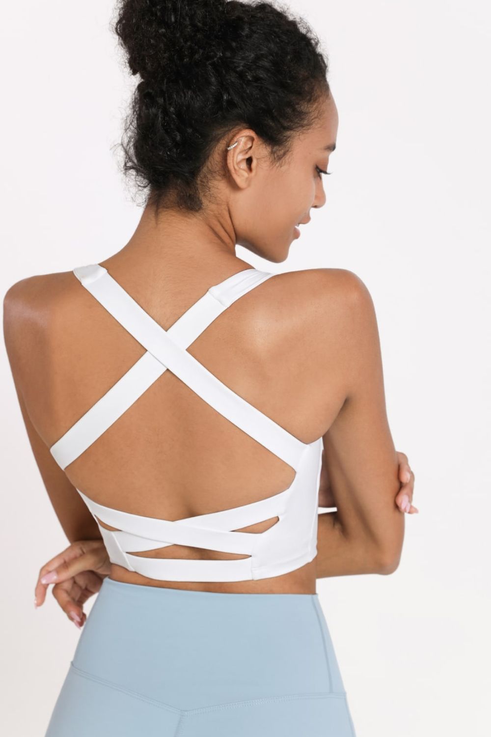 Crisscross Open Back Cropped Sports Cami - Crop Tops & Tank Tops - FITGGINS
