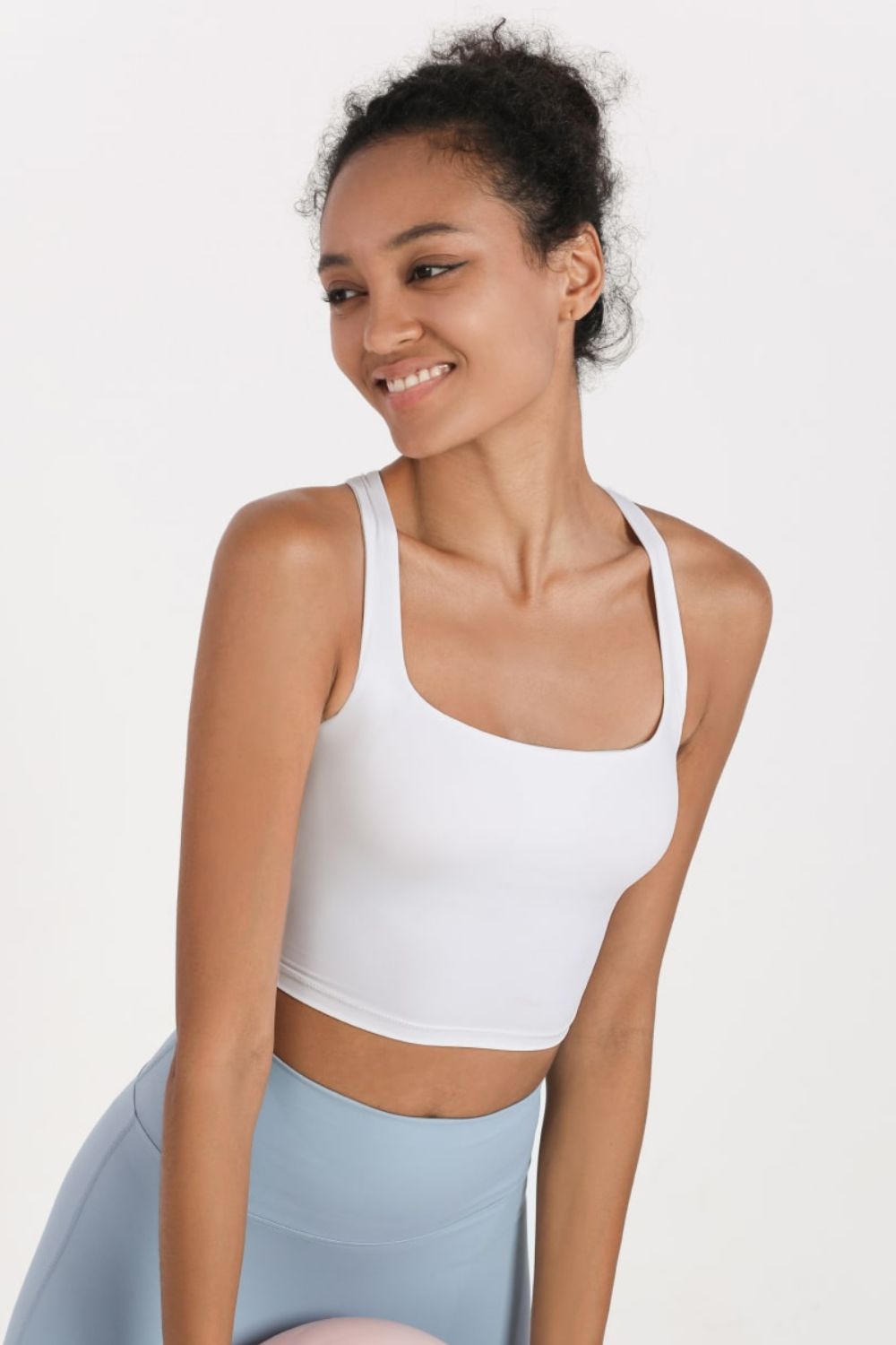Crisscross Open Back Cropped Sports Cami - Crop Tops & Tank Tops - FITGGINS