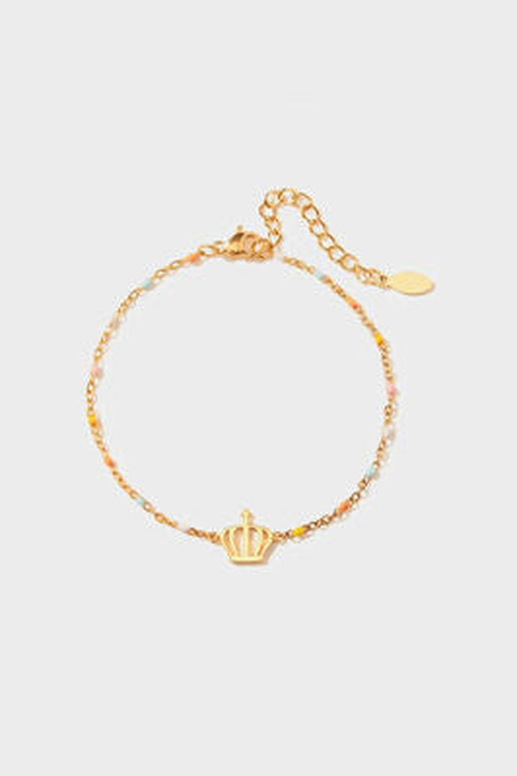 Crown Shape 18K Gold-Plated Bead Bracelet - Bracelets - FITGGINS