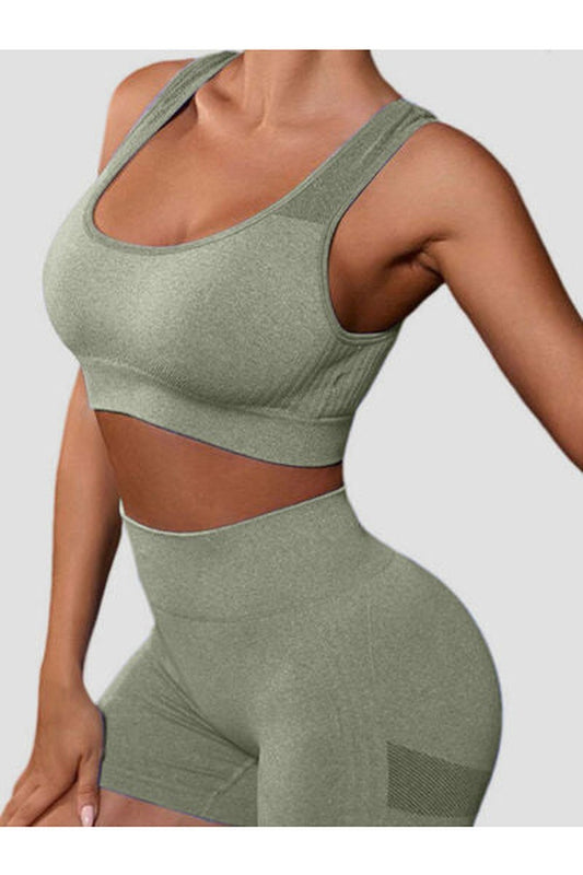 Cutout Scoop Neck Tank and Shorts Active Set - Active Set - FITGGINS