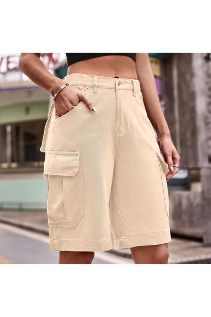 Denim Cargo Shorts with Pockets - Denim Shorts - FITGGINS