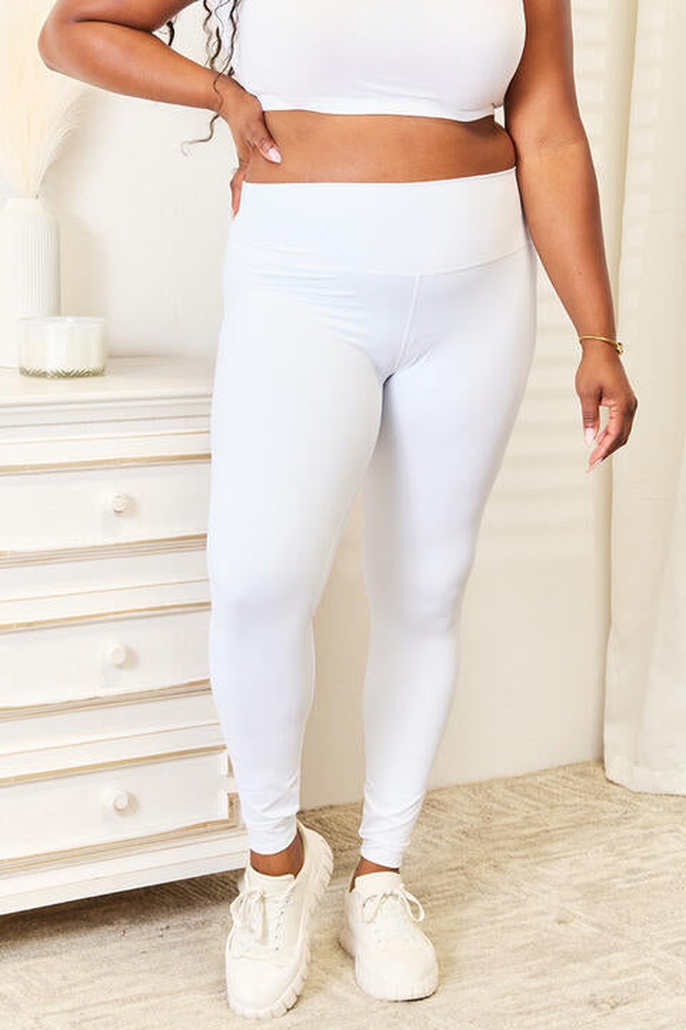 Double Take Wide Waistband Sports Leggings - Leggings - FITGGINS