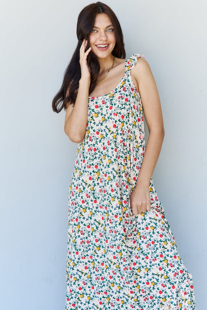 Doublju In The Garden Ruffle Floral Maxi Dress in Natural Rose - Casual & Maxi Dresses - FITGGINS