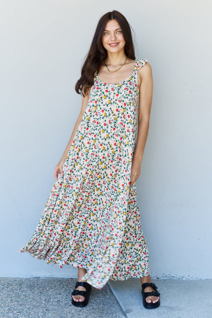 Doublju In The Garden Ruffle Floral Maxi Dress in Natural Rose - Casual & Maxi Dresses - FITGGINS