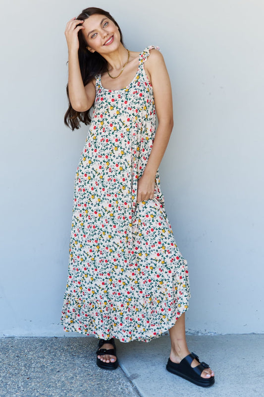 Doublju In The Garden Ruffle Floral Maxi Dress in Natural Rose - Casual & Maxi Dresses - FITGGINS