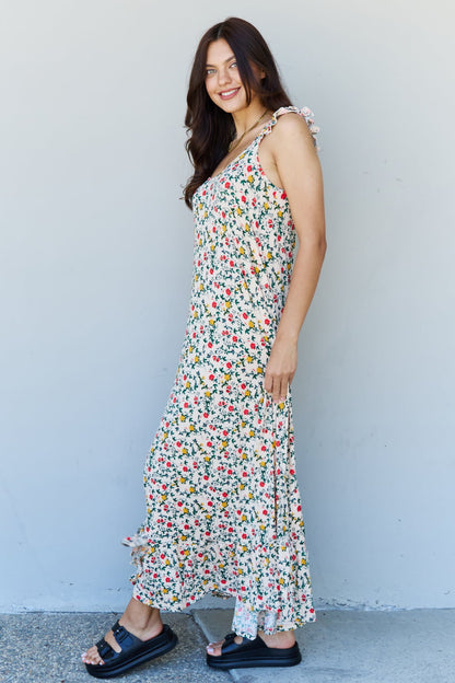 Doublju In The Garden Ruffle Floral Maxi Dress in Natural Rose - Casual & Maxi Dresses - FITGGINS