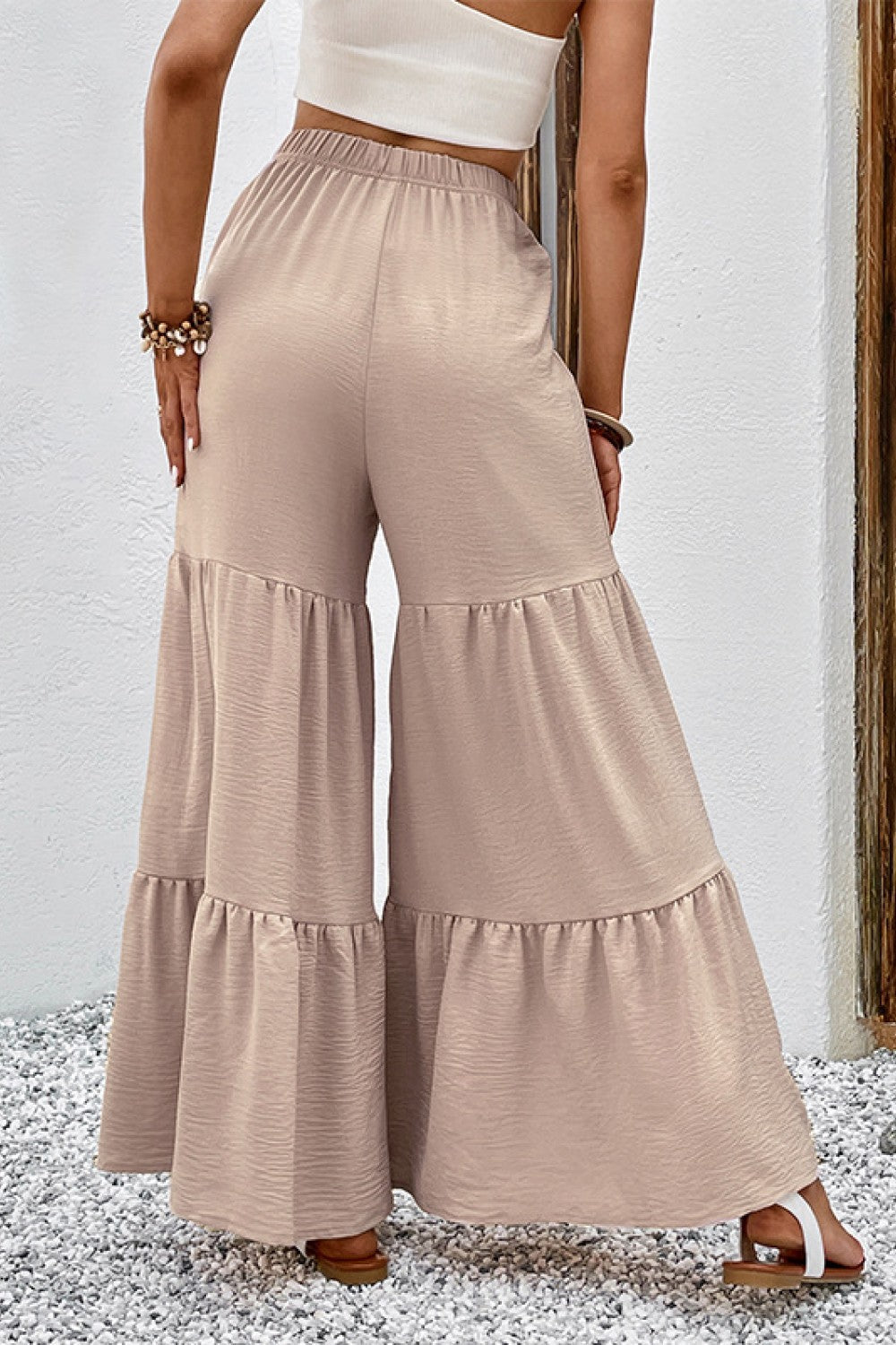 Drawstring Waist Tiered Flare Culottes - Pants - FITGGINS