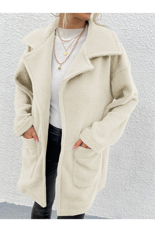 Dropped Shoulder Coat with Pockets - Jackets - FITGGINS