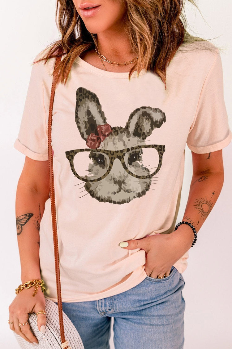 Easter Bunny Graphic Cuffed T-Shirt - T-Shirts - FITGGINS