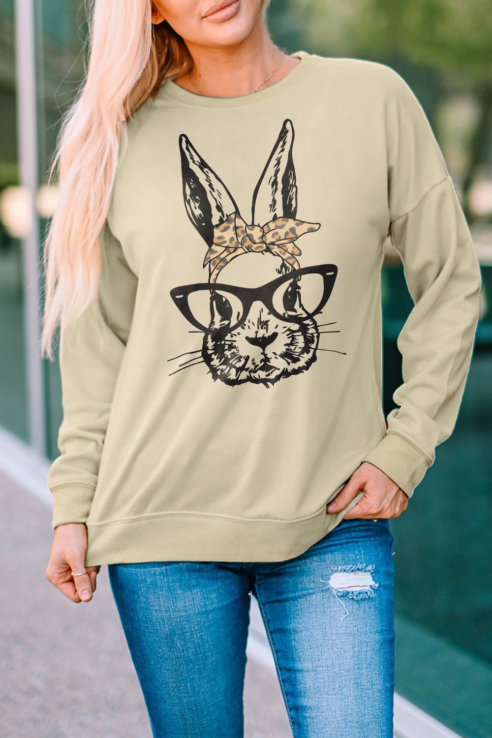 Easter Graphic Drop Shoulder Sweatshirt - Sweatshirts & Hoodies - FITGGINS