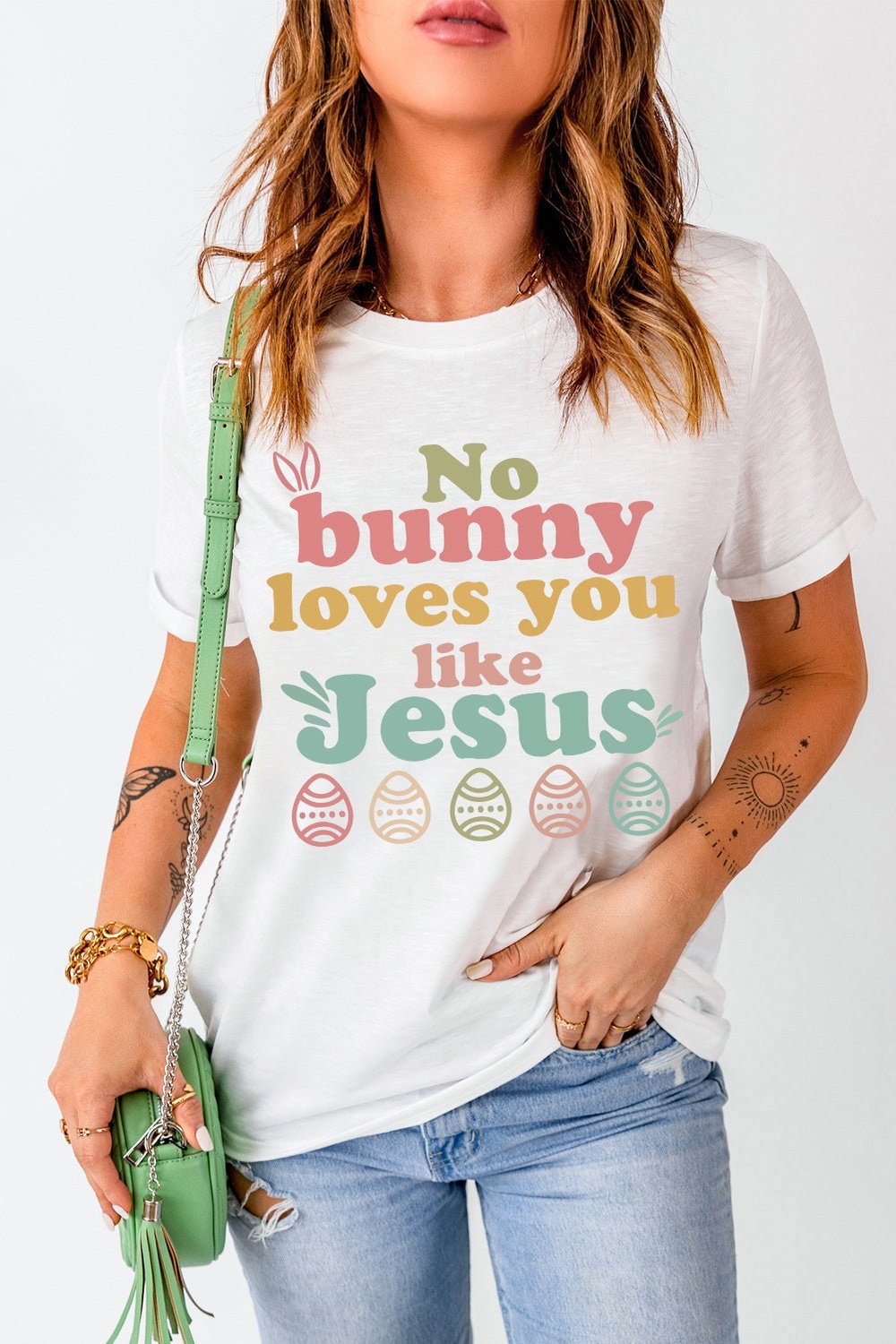 Easter NO BUNNY LOVES YOU LIKE JESUS T-Shirt - T-Shirts - FITGGINS