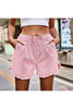 Elastic Waist Raw Hem Denim Shorts