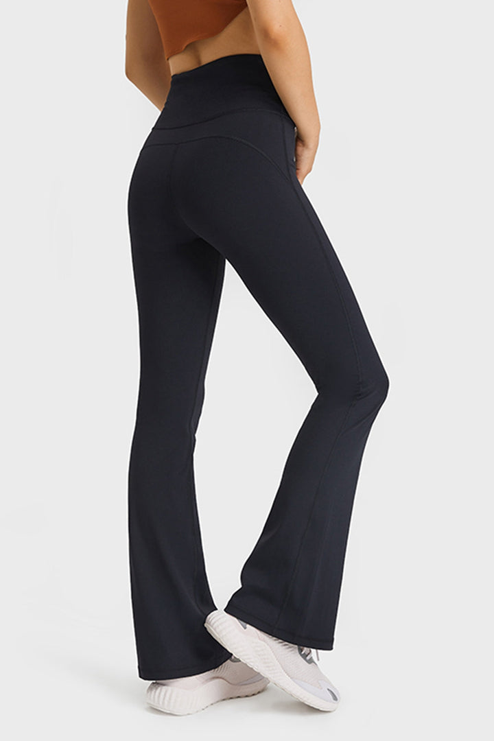 Elastic Waist Flare Yoga Pants - Leggings - FITGGINS