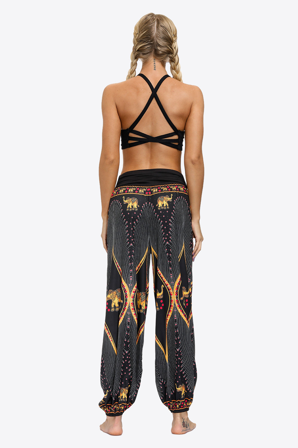 Exotic Style Printed Ruched Pants - Pants - FITGGINS