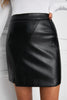 Faux Leather Mini Skirt with Slit