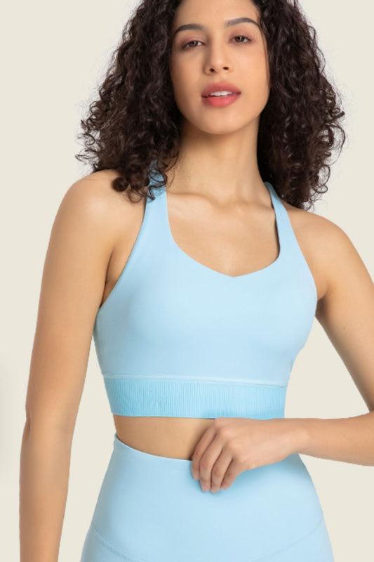 Feel Like Skin Racerback Halter Neck Sports Bra - Sports Bras - FITGGINS