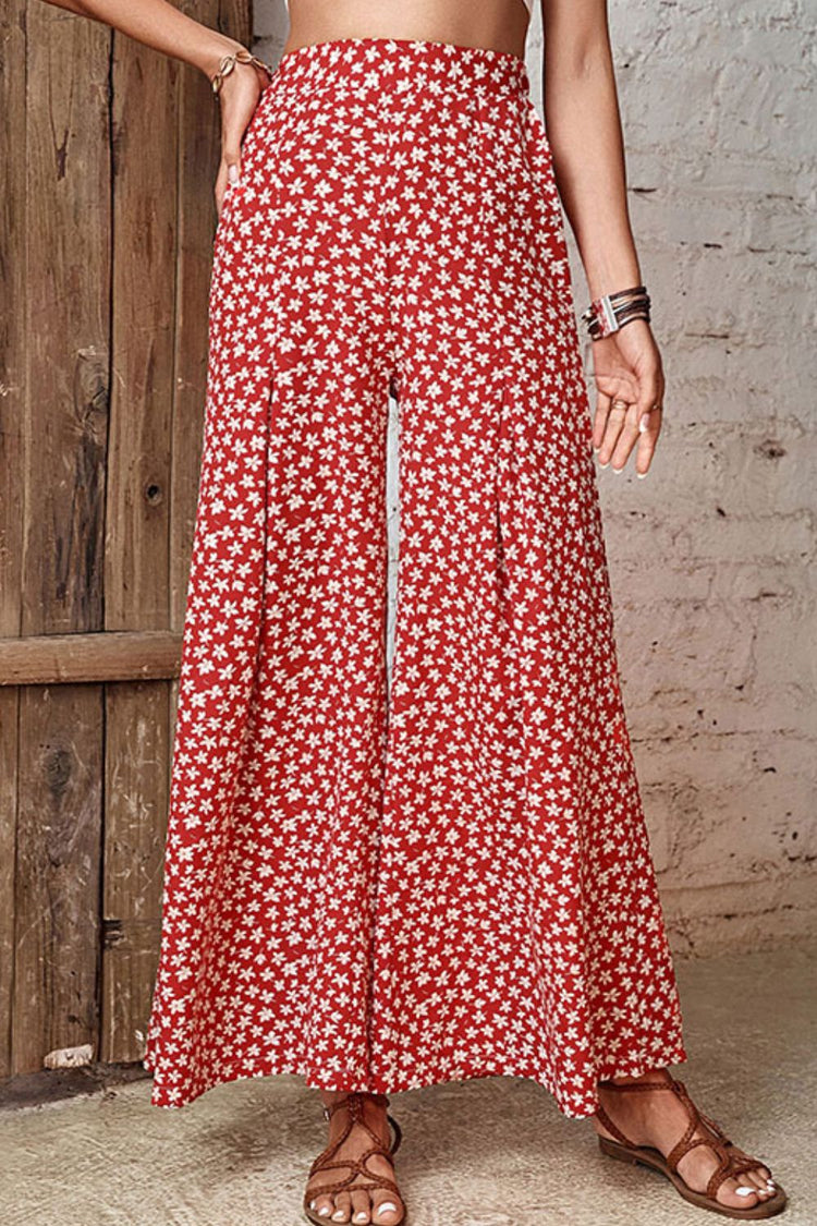 Floral High-Rise Wide Leg Flare Pants - Pants - FITGGINS