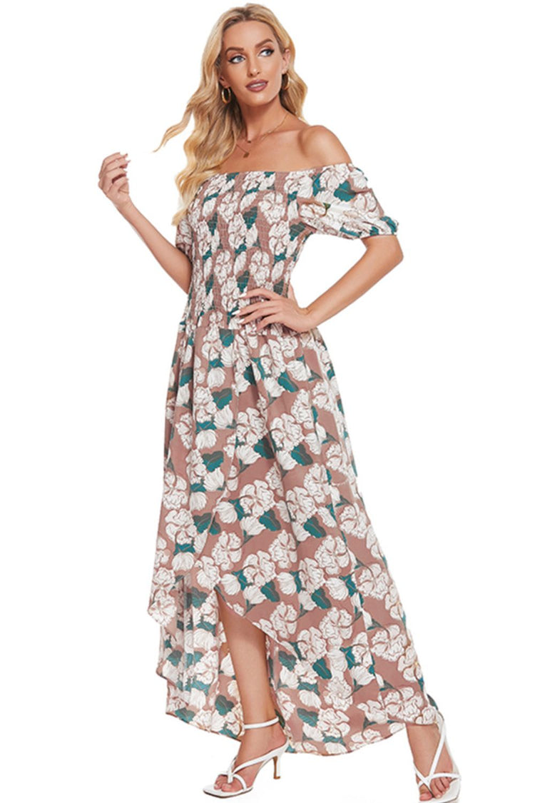 Floral Off-Shoulder Slit Maxi Dress - Casual & Maxi Dresses - FITGGINS
