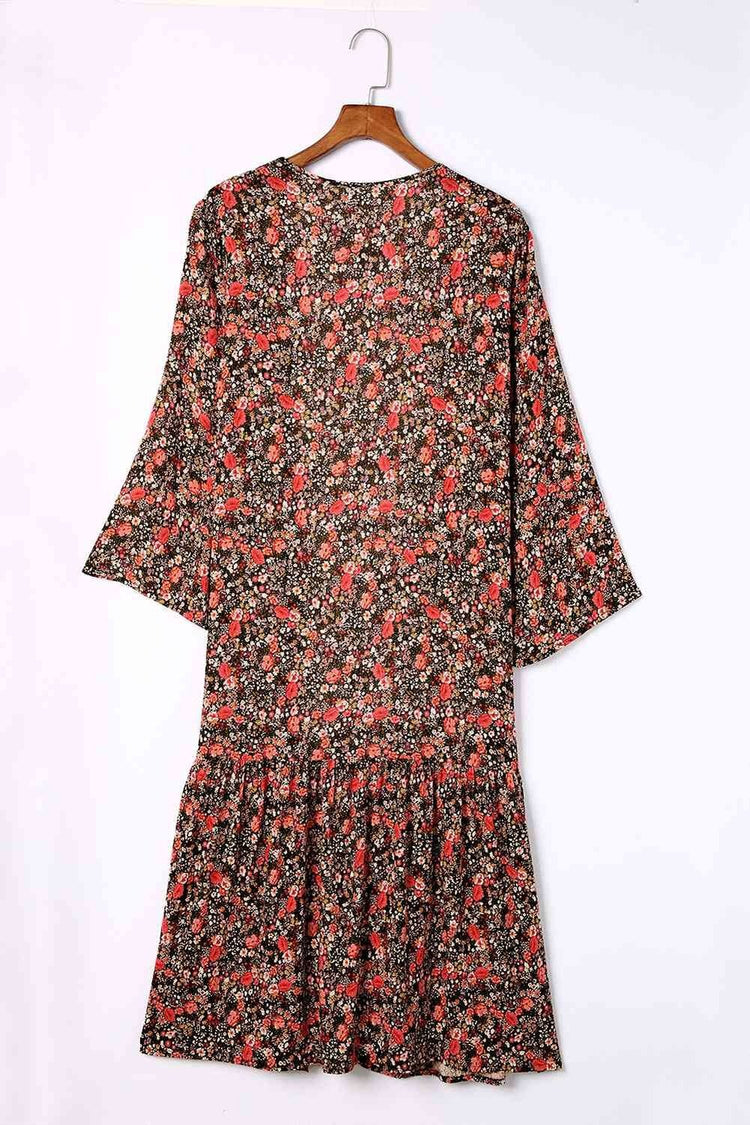 Floral Open Front Duster Cardigan - Cardigans - FITGGINS